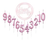 Lot de 10 bougies de gâteau numéro 0 à 9 ans + 1 lettre de joyeux anniversaire à paillettes décoration de gâteau numéro de bougies numériques pour fête d'anniversaire mariage (or rose)