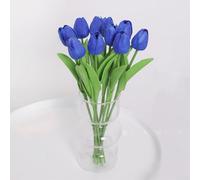 Lot de 10 bouquets de fleurs artificielles dorées pour décoration de table de mariage, fête d'invités, décoration d'intérieur (bleu foncé)