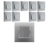 Lot de 10 boutons poussoirs 10A bornes auto - gris - Zenitech