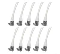 Lot de 10 brosses de nettoyage pour barbecue avec tête inclinée, poils anti-rayures et poignée ergonomique pour cuisinières, éviers et accessoires de cuisine en plein air, blanc