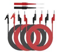 Lot de 10 câbles de mesure (5 rouge/noir) - 1 m avec fiches banane de 4 mm - Très flexibles et sûrs (PVC) - Pour multimètre/laboratoire