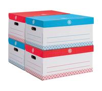 Lot de 10 - Caisse archives Carton Bruneau - H 27 x L 55 x P 36 cm - Haute résistance - Couleurs assorties - Standard - Bruneau