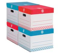 Lot de 10 - Caisse archives mini Carton Bruneau - H 27 x L 39 x P 36 cm - Haute résistance - Couleurs assorties - Standard - Bruneau