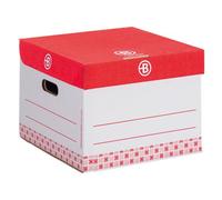 Lot de 10 - Caisse archives mini Carton Bruneau - H 27 x L 39 x P 36 cm - Haute résistance - Rouge - Standard - Bruneau