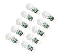 Lot de 10 capteurs humains Mini PIR pour détection de mouvement avec objectif grand angle et faible consommation d'énergie pour systèmes de sécurité Blanc/vert