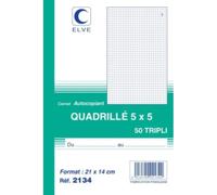 Lot de 10 Carnet quadrillé 5x5 - A5 - 50 tripli