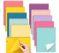 Lot de 10 carnets à spirales de 21,6 x 27,9 cm avec 3 trous perforés et 40 feuilles lignées pour le travail, l'école, le bureau, la maison (coloré)