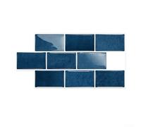 Lot de 10 carreaux de dosseret pour cuisine et salle de bain, décalcomanies murales en vinyle imperméable épais avec motif pierre moderne, installation pour rénovation, noir, 15,2 x 30,5 cm (D-011)