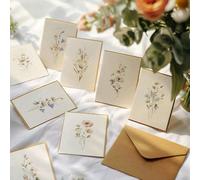 Lot de 10 cartes de vœux artistiques à fleurs aquarelle avec enveloppes, cartes de vœux vierges, belles cartes de notes vierges à fleurs sauvages aquarelle, invitations pour mariages, anniversaires et