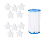 Lot de 10 cartouches de filtre de piscine de type A/C avec 10 éponges à huile lavables, outil de nettoyage pratique absorbant les résidus pour l'entretien de la piscine hors sol et du spa (A)
