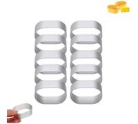 Lot De 10 Cercles À Pâtisserie Ovales En Acier Inoxydable 6,3 x 4 x 2,5 cm, Moule Mini Cheesecake Mousse Gâteaux