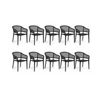 Lot de 10 chaise pegane en resine empilable non pliable exterieur H. 79 cm noir Noir G