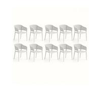 Lot de 10 chaises de jardin empilables en résine coloris blanc - Longueur 59 x Profondeur 56 x Hauteur 79 cm