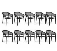 Lot de 10 chaises de jardin empilables en résine coloris noir - Longueur 59 x Profondeur 56 x Hauteur 79 cm
