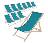 Lot de 10 chaises longue de jardin bain de soleil vert foncé bois de pin 120 kg