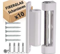 Lot de 10 charnières de porte et de fenêtre en fibre de verre - Charnières de porte, bande de fenêtre, ruban de rénovation, pièces de rechange pour porte anti-insectes (blanc, 10 charnières)