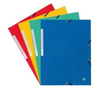 Lot de 10 - Chemise à élastique 3 rabats carte 350gr Bruneau 24 x 32 cm dos 2 cm couleurs assorties - Chemises à élastique cartonnées - Bruneau