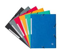 Lot de 10 - Chemise à élastique 3 rabats carte Bruneau 24 x 32 cm dos 2 cm couleurs assorties - Chemises à élastique cartonnées - Bruneau