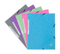 Lot de 10 - Chemise à élastique 3 rabats carte Bruneau 24 x 32 cm dos 2 cm couleurs tendance assorties - Chemises à élastique cartonnées - Bruneau