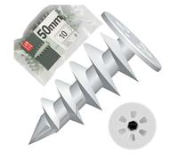 Lot de 10 chevilles d'isolation, 50 mm, en polyamide, plaque de Ø 25 mm | pour vis de 4,5 mm, WDVS et polystyrène pour fixation dans l'isolation