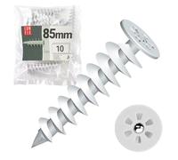 Lot de 10 chevilles d'isolation, 85 mm, en polyamide, plaque de Ø 28 mm | pour vis de 4,5 mm, WDVS et polystyrène pour fixation dans l'isolation