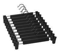 Lot de 10 Cintres pour Pantalon, Cintres Porte-Jupes, avec 2 Pinces antidérapants et réglables, pour Pantalons Suspendus, Noir