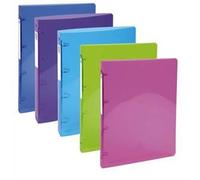 Lot de 10 Classeur 4 anneaux dia 30mm IDERAMA polypropylène souple 7-10 brillant. Dos 4cm. Coloris assortis