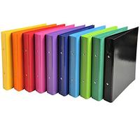 Lot de 10 Classeur IDERAMA A5, 2 anneaux 15mm, en carte pelliculée, coloris assortis 10 teintes