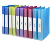 Lot de 10 classeurs à anneaux de format A4, avec deux anneaux, disponibles en différentes couleurs vives