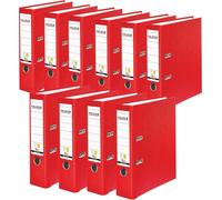 Lot de 10 classeurs en plastique PP-Color Falken d'origine. Fabriqués en Allemagne. Largeur 8 cm, format A4, rouge, vegan, classeurs à anneaux, classeurs à dossiers, classeurs à courrier, classeurs de