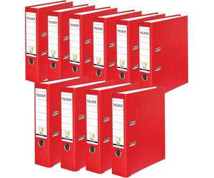 Lot de 10 classeurs en plastique PP-Color Falken d'origine. Fabriqués en Allemagne. Largeur 8 cm, format A4, rouge, vegan, classeurs à anneaux, classeurs à dossiers, classeurs à courrier, classeurs de