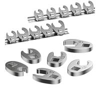 Lot de 10 clés à douille avec entraînement 3/8" | Jeu de clés à fourche pied d'oie, tailles métriques 10-22 mm, clés à pied de coq