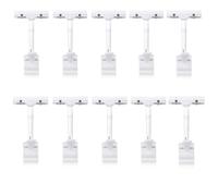 Lot de 10 clips de panneau de marchandise en plastique réglables et rotatifs pour étiquettes de prix, pour magasin de détail, étagère et étiquette (blanc)