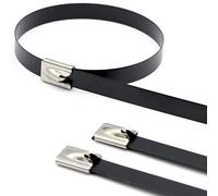 Lot de 10 colliers de serrage en acier inoxydable V2A Noir 7,9 x 500 mm