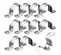 Lot de 10 colliers de serrage en U avec sangle à deux trous, collier de serrage rigide pour tuyaux, collier de serrage en métal, colliers de serrage pour plus de