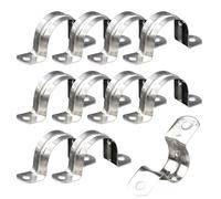 Lot de 10 colliers de serrage rigides en acier inoxydable, 1 sangle, 1 sangle, 1 sangle, 2 trous, support de fixation pour tuyaux ou câbles