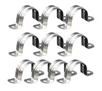 Lot de 10 colliers de serrage rigides pour sangle de tuyau en U en acier inoxydable à deux trous, clip de tuyau, support de fixation, collier de serrage pour renforcement de nervures