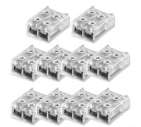 Lot de 10 connecteurs de borne à vis à 2 broches pour bandes lumineuses LED de 8 mm et 10 mm, adaptateur de câble transparent sans soudure à fixation rapide (bande à fil de 8 mm)