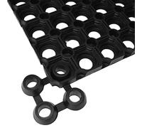 Lot de 10 connecteurs de tapis en caoutchouc noir | 100 % caoutchouc, résistant aux intempéries, coulissant, nettoyage facile, raccord flexible, utilisation intérieure et