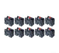 Lot de 10 contacts auxiliaires en cuivre NO - 22 mm - Montage - Boîtier en plastique robuste - Contact auxiliaire pour machines industrielles - 10 A - Contacts en cuivre - 29 x 24 mm de long - 10
