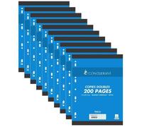 Lot de 10 Copies doubles A4 Seyes Grands Carreaux 70g 200 pages (50 Copies)