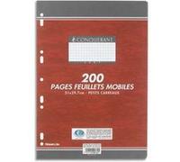 Lot de 10 Copies doubles perforées blanches, Format 21 x 29,7 cm, 200 pages, Quadrillé 5 x 5, 70g - Sous étuis - G