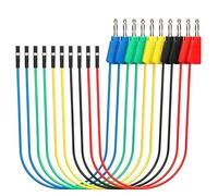 Lot de 10 Cordons de Test Empilables, 5-Couleurs 30 cm Connecteurs Banane Vers Carte D'Essai, Cordons de Test en Silicone Souple pour Multimètre, Diagnostic Automobile Et Tests Électriques