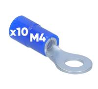 Lot de 10 cosses à anneau Kalitec RKSBM4 1,5-2,5 mm² I Partiellement isolé M4 bleu I Cuivre I Col en PVC I pour connecter des câbles ou des torons