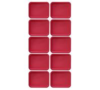 Lot de 10 couvercles de rechange pour bols Pyrex 7211-PC rectangulaires en plastique de 6 tasses, hermétiques et étanches (22 x 17 cm), rouge