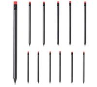 Lot de 10 crayons à papier en bois noir mat Black Edition avec gomme colorée Dureté HB, pré-taillés, 19 cm de long, durable, en huit couleurs assorties à la couleur de votre maison (rouge)