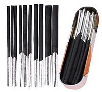 Lot de 10 Crayons Fusains Tendres de Vigne pour Le Dessin, Esquisse, Ombrage, Willow Vine Charcoal 4 tailles (4.5-9 mm) un Etui en Aluminium, Noir
