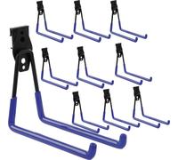 Lot de 10 crochets muraux pour outils de BOTLE, crochets pour outils électriques, forme droite 19 cm, robustes avec revêtement PVC, pour garage, remise, crochets pour échelles et pelles, crochets doub