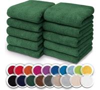 Lot De 10 Débarbouillettes En Tissu Éponge,100% Coton,30 X 30 Cm,Vert Fonce