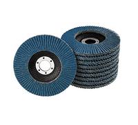 Lot de 10 disques à lamelles Ø 115 mm, grain 60, bleu, INOX, qualité professionnelle, pour meuleuse d'angle, disques à lamelles, disques abrasifs, meules à lamelles, meules